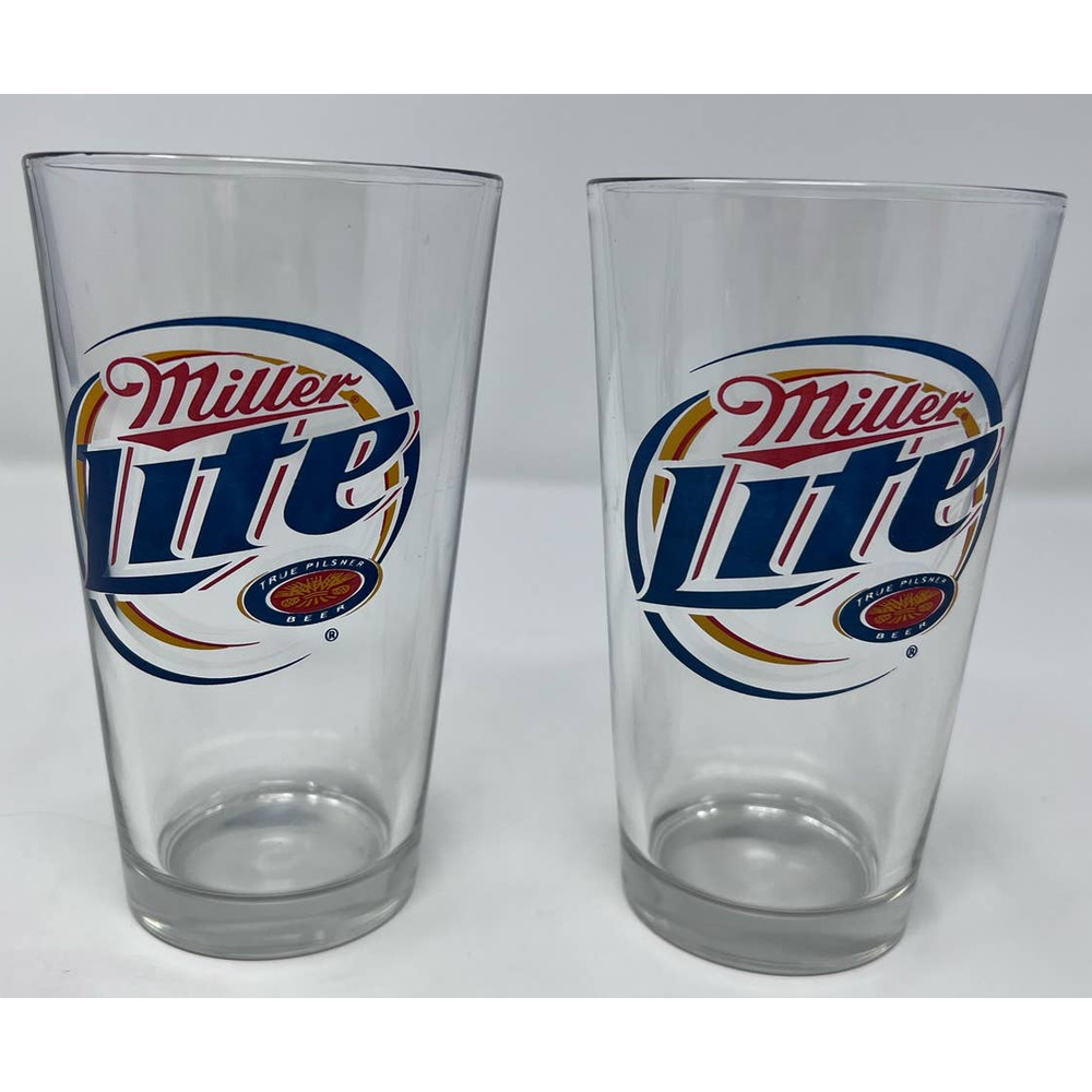 Miller Lite True‎ Pilsner Beer Glass Vintage Beer Pint Glass 6" Tall